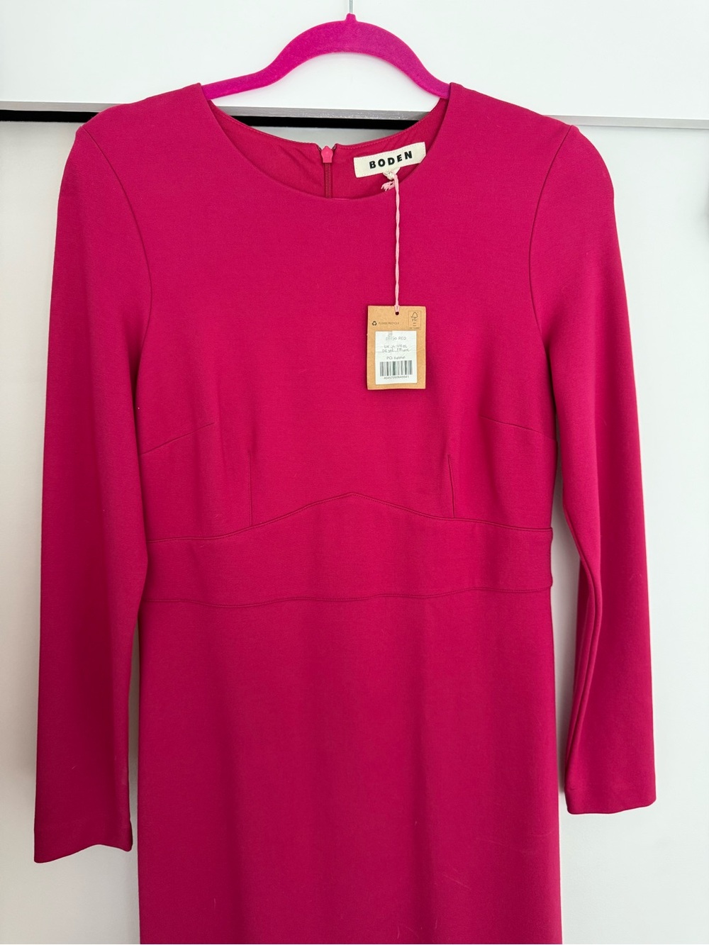 Boden Women's Hot Pink Long-Sleeve Sheath Dress